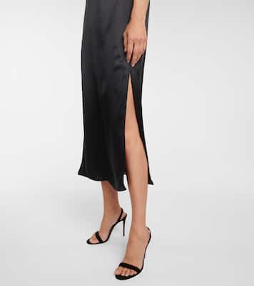 Robe midi Audun en satin de soie | Safiyaa