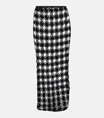 Jupe midi en maille ajourée de coton | Anna Kosturova