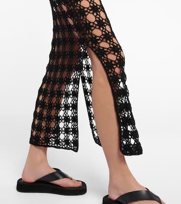 Jupe midi en maille ajourée de coton | Anna Kosturova