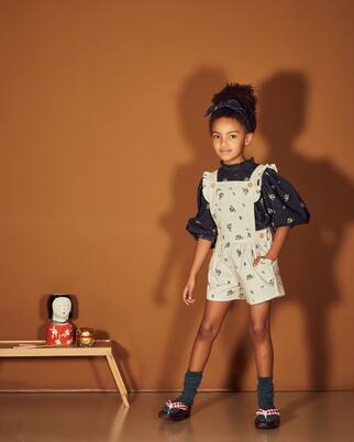 Hana floral ruffled cotton playsuit | C'era Una Volta