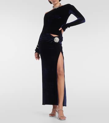 Verzierter Maxirock aus Samt | Rabanne