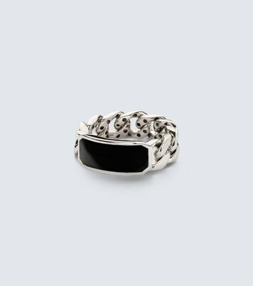 Ring ID Link aus 18kt Weißgold mit Onyx | Shay Jewelry
