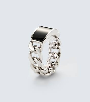 Ring ID Link aus 18kt Weißgold mit Onyx | Shay Jewelry