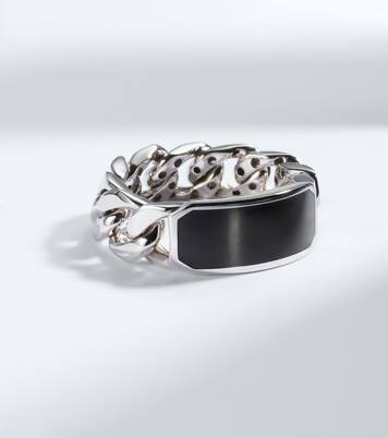 Ring ID Link aus 18kt Weißgold mit Onyx | Shay Jewelry