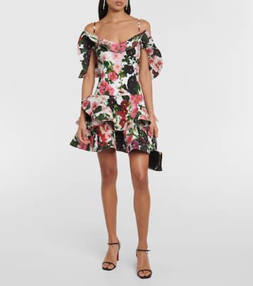 Robe en coton mélangé à fleurs | Oscar de la Renta