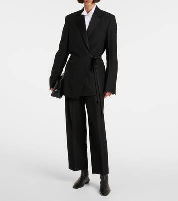 Pantalones rectos de sarga de tiro alto | Toteme