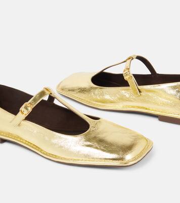 Square T-Strap leather Mary Jane flats | The Row
