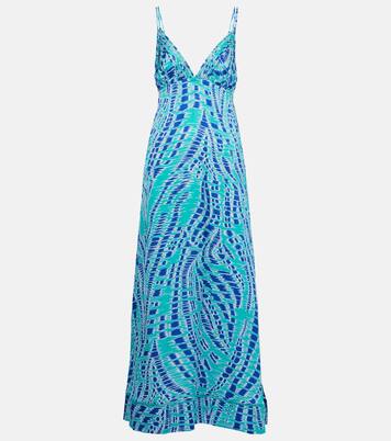 Robe longue Cassandra imprimée en satin | Poupette St Barth