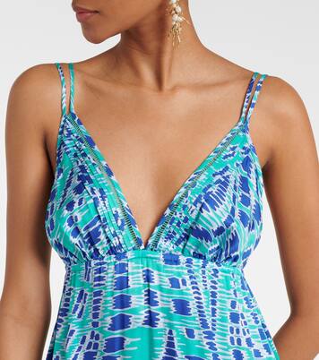 Robe longue Cassandra imprimée en satin | Poupette St Barth