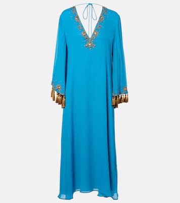 Embellished silk georgette midi dress | Valentino