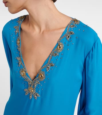 Embellished silk georgette midi dress | Valentino
