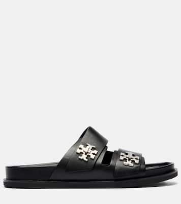 Turnlock leather slides | Tory Burch