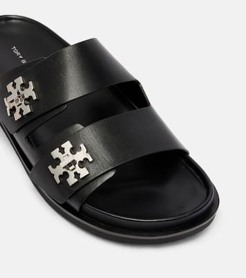 Turnlock leather slides | Tory Burch