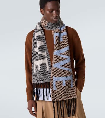Fringed logo alpaca and wool-blend scarf | Loewe