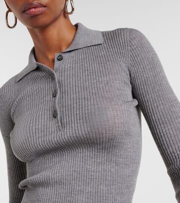 Ribbed-knit wool polo shirt | Moncler