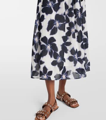 Robe midi en voile de coton à fleurs | Velvet