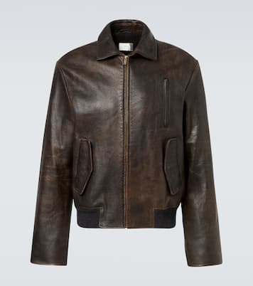 Akia leather jacket in brown - The Row | Mytheresa