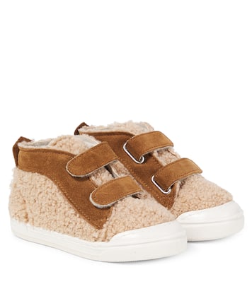 Suede-trimmed teddy sneakers | Il Gufo
