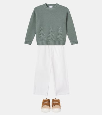 Suede-trimmed teddy sneakers | Il Gufo