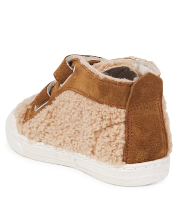 Suede-trimmed teddy sneakers | Il Gufo