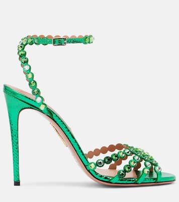 Verzierte Sandalen Tequila aus Metallic-Leder | Aquazzura