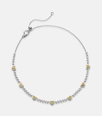 Choker Twin Heart en or blanc 18 ct, émail et diamants | Kamyen