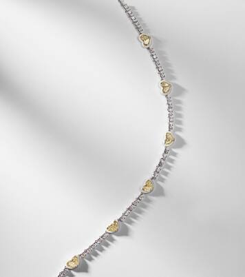 Choker Twin Heart en or blanc 18 ct, émail et diamants | Kamyen