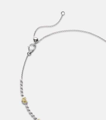 Choker Twin Heart en or blanc 18 ct, émail et diamants | Kamyen