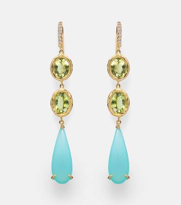 Santorini 18kt gold drop earrings with gemstones | Octavia Elizabeth