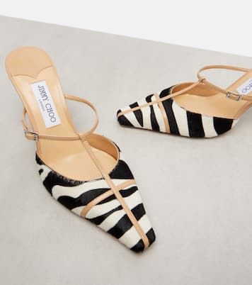 x Conner Ives Gloria 85 calf hair mules | Jimmy Choo