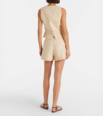 Striped belted linen shorts | Zimmermann