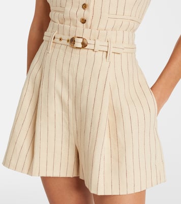 Striped belted linen shorts | Zimmermann