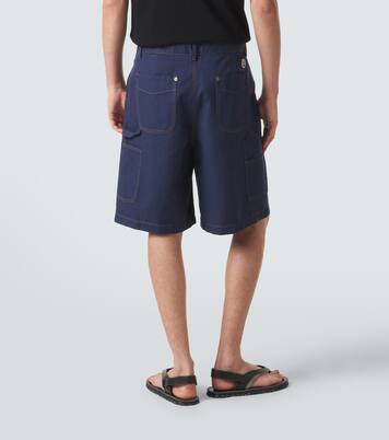 Cotton and linen gabardine shorts | Moncler