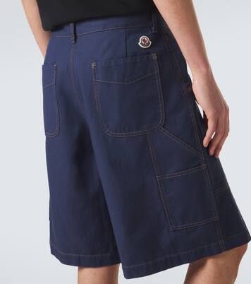 Cotton and linen gabardine shorts | Moncler