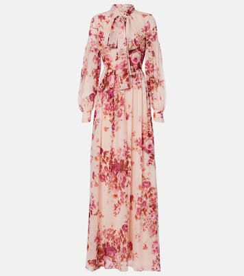 Floral neck-tie silk voile gown | Erdem