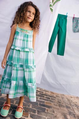 Nymphea checked tiered cotton dress | Bonton