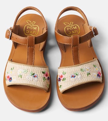 Bestickte Sandalen Plagette aus Leder | Pom d'Api