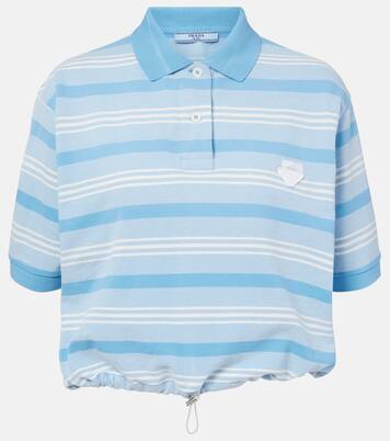Striped cropped cotton piqué polo shirt | Prada