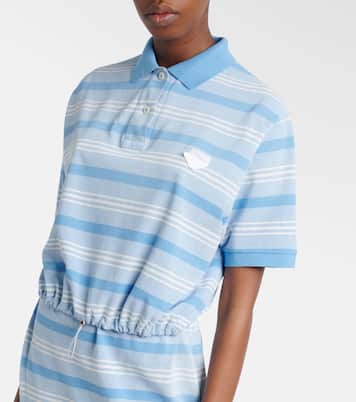 Striped cropped cotton piqué polo shirt | Prada