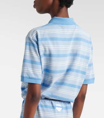 Striped cropped cotton piqué polo shirt | Prada