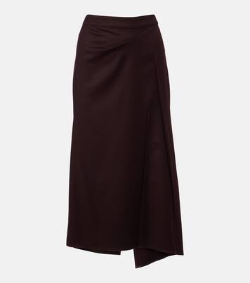 Falda midi de lana virgen drapeada | Victoria Beckham