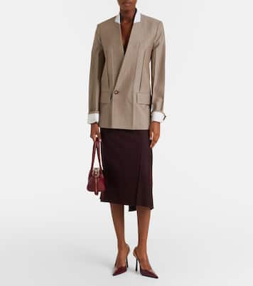 Falda midi de lana virgen drapeada | Victoria Beckham