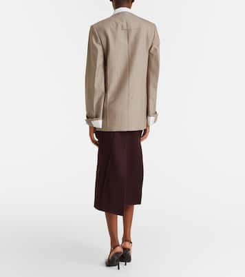 Falda midi de lana virgen drapeada | Victoria Beckham