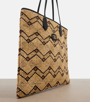 VLogo N/S Medium raffia tote bag | Valentino Garavani