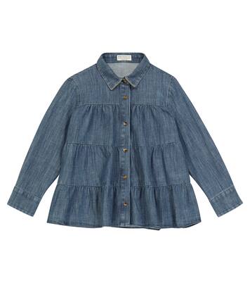 Tiered denim blouse | Brunello Cucinelli Kids