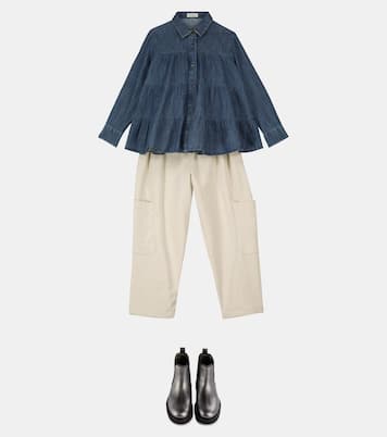 Tiered denim blouse | Brunello Cucinelli Kids