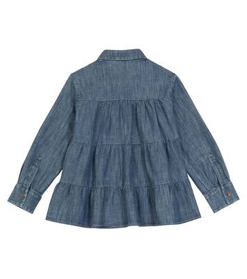 Tiered denim blouse | Brunello Cucinelli Kids