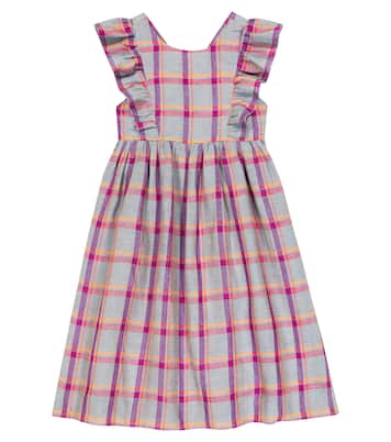 Carole checked linen dress | Bonpoint