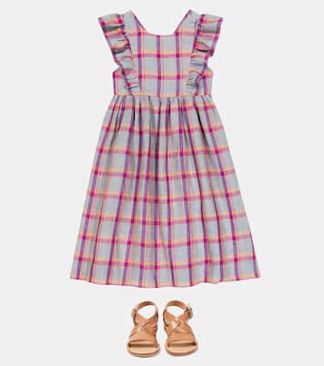 Carole checked linen dress | Bonpoint