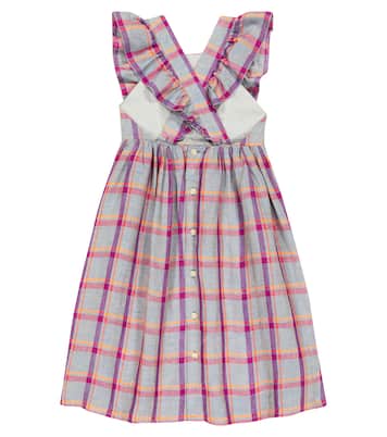 Carole checked linen dress | Bonpoint